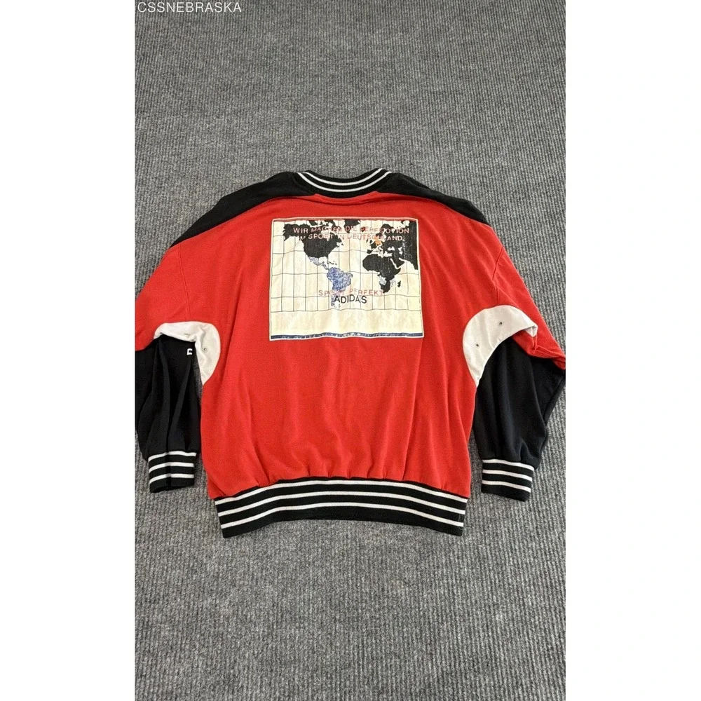 Vintage 80s Adidas Germany Fortschritt Neue Welle Sport Sweatshirt Red Black XL